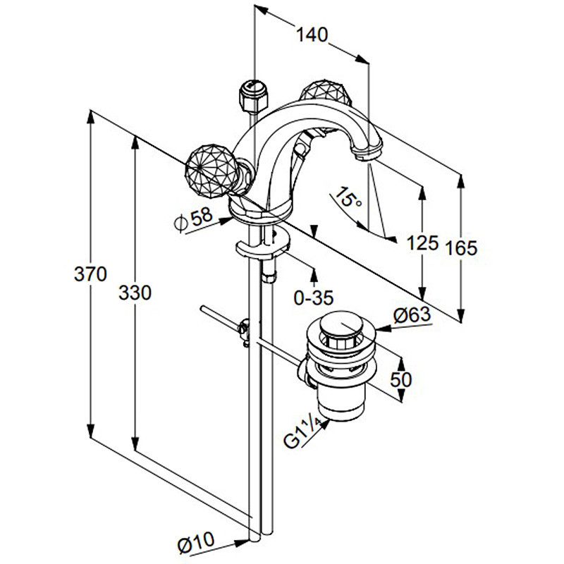 Смеситель для раковины золото Kludi Adlon 5101045G4