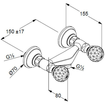 Смеситель для душа золото Kludi Adlon 5161045G4