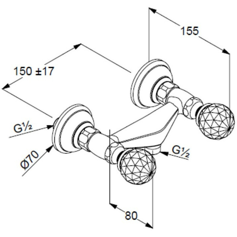 Смеситель для душа золото Kludi Adlon 5161045G4