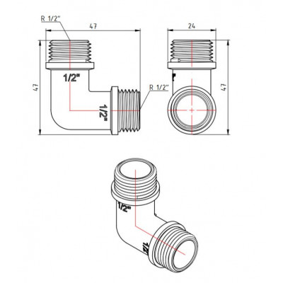 Угольник никель Ду 15 НР Valtec