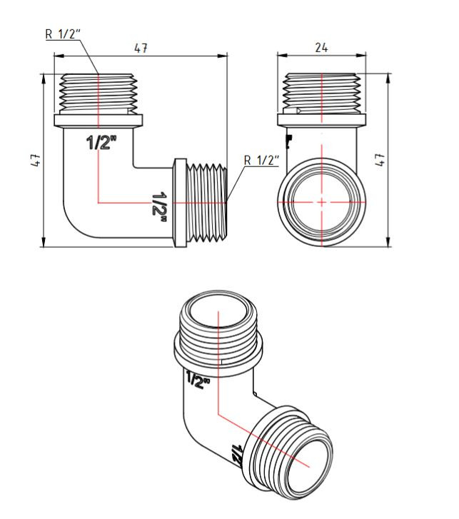 Угольник никель Ду 15 НР Valtec