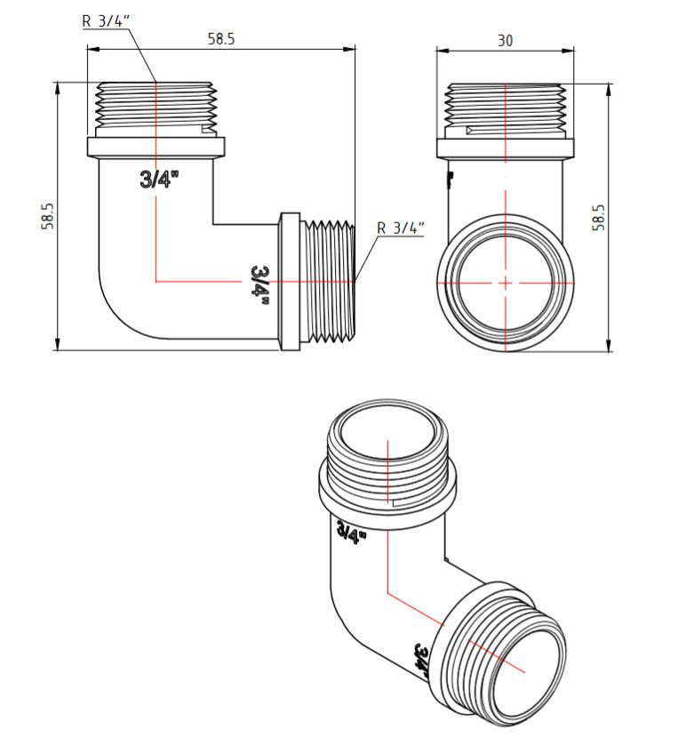 Угольник никель Ду 20 НР Valtec VTr.093.N.0005