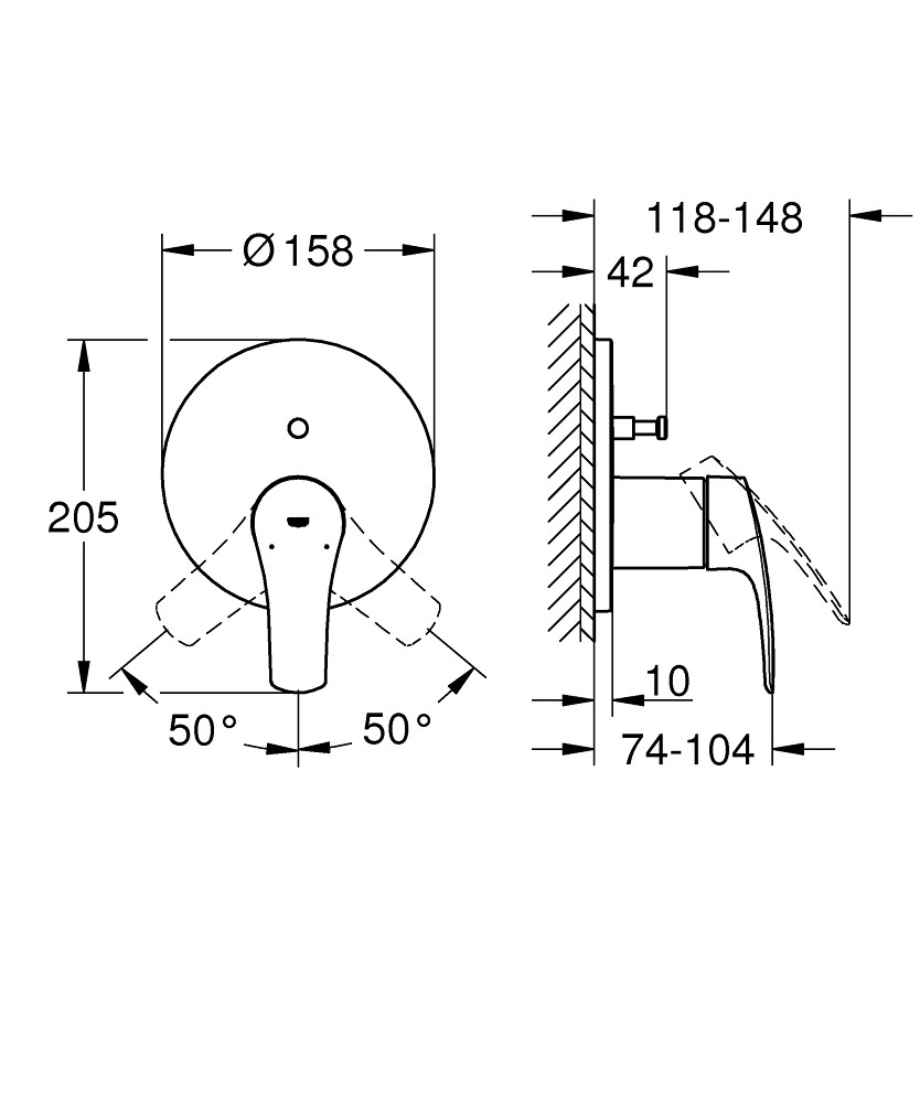 Смеситель однорычажный Grohe Eurosmart скрытого монтажа для ванны с переключателем на 2 положения, 24043003 хром