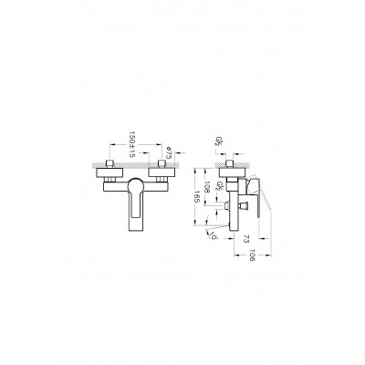 Смеситель для ванны и душа хром Vitra Flo S A41937EXP