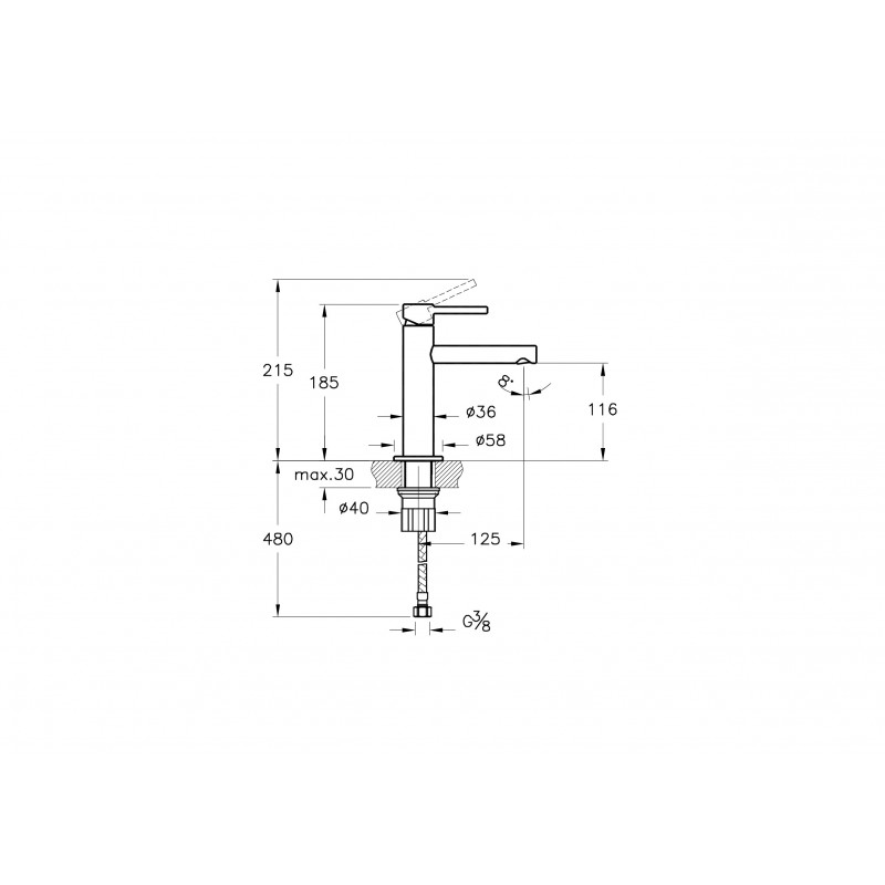 Смеситель для раковины черный Vitra Origin A4255636