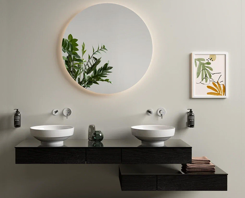 Тумба под раковину подвесная черный дуб 90см Vitra Origin 65701