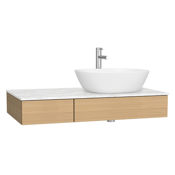 Тумба под раковину подвесная светлый дуб 90см правая Vitra Origin 65678