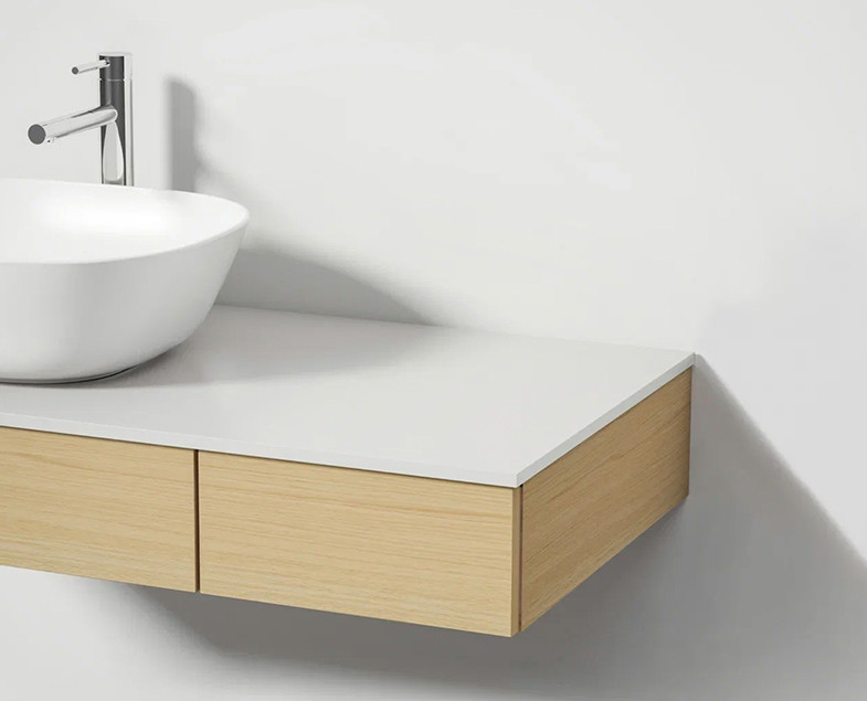 Тумба под раковину подвесная светлый дуб 90см правая Vitra Origin 65678