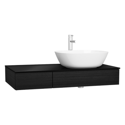 Тумба под раковину подвесная черный дуб 90см правая Vitra Origin 65676
