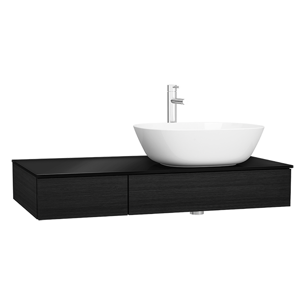 Тумба под раковину подвесная черный дуб 90см правая Vitra Origin 65676