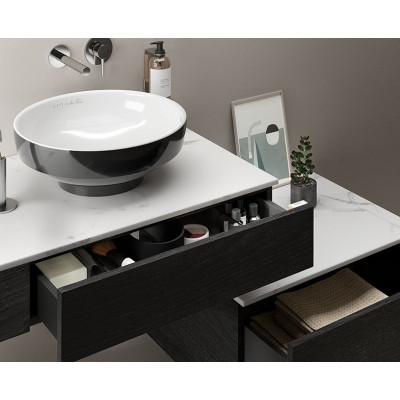 Тумба под раковину подвесная черный дуб 90см правая Vitra Origin 65676
