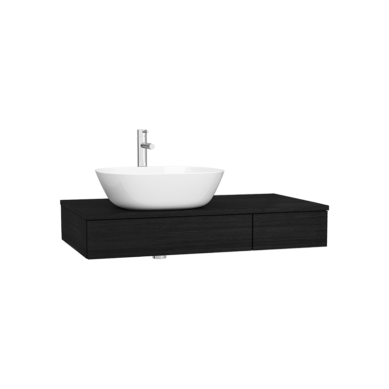 Тумба под раковину подвесная черный дуб 90см левая Vitra Origin 65673