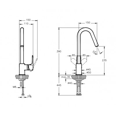Смеситель для кухни черный Vitra Origin A4274236EXP