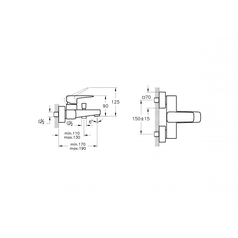 Смеситель для раковины встраиваемый хром Vitra Root Square A42738EXP