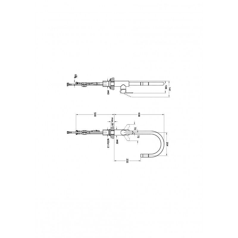 Смеситель для кухни с вытяжным изливом хром Vitra Root Inox A42153EXP