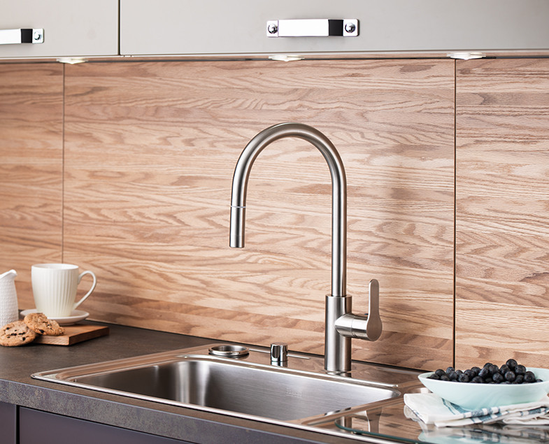 Смеситель для кухни с вытяжным изливом хром Vitra Root Inox A42153EXP