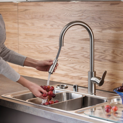 Смеситель для кухни с вытяжным изливом хром Vitra Root Inox A42153EXP