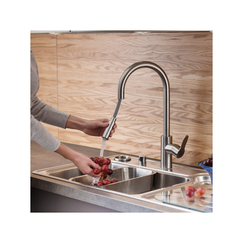 Смеситель для кухни с вытяжным изливом хром Vitra Root Inox A42153EXP