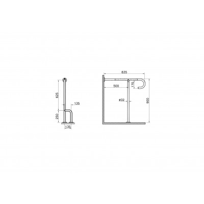 Поручень для ванны напольный хром Vitra A44469