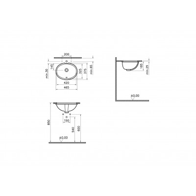 Раковина 42см встраиваемая белая Vitra Arkitekt 6039B003-0012