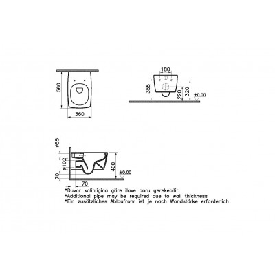Унитаз подвесной безободковый белый Vitra Metropole 7672B003-0075