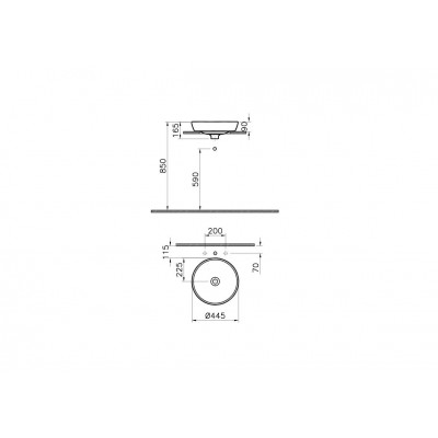 Раковина-чаша 45см с переливом белая Vitra Metropole 5940B003-0012