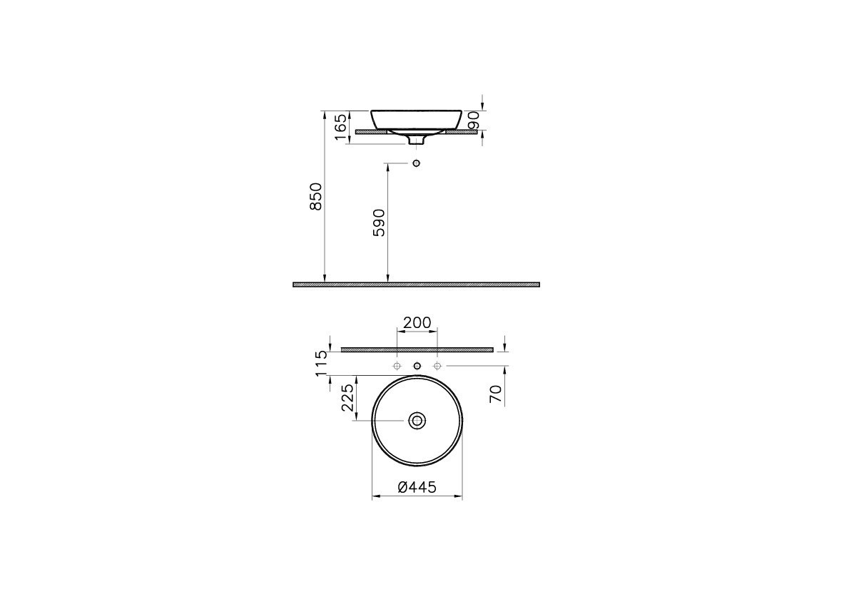 Раковина-чаша 45см с переливом белая Vitra Metropole 5940B003-0012