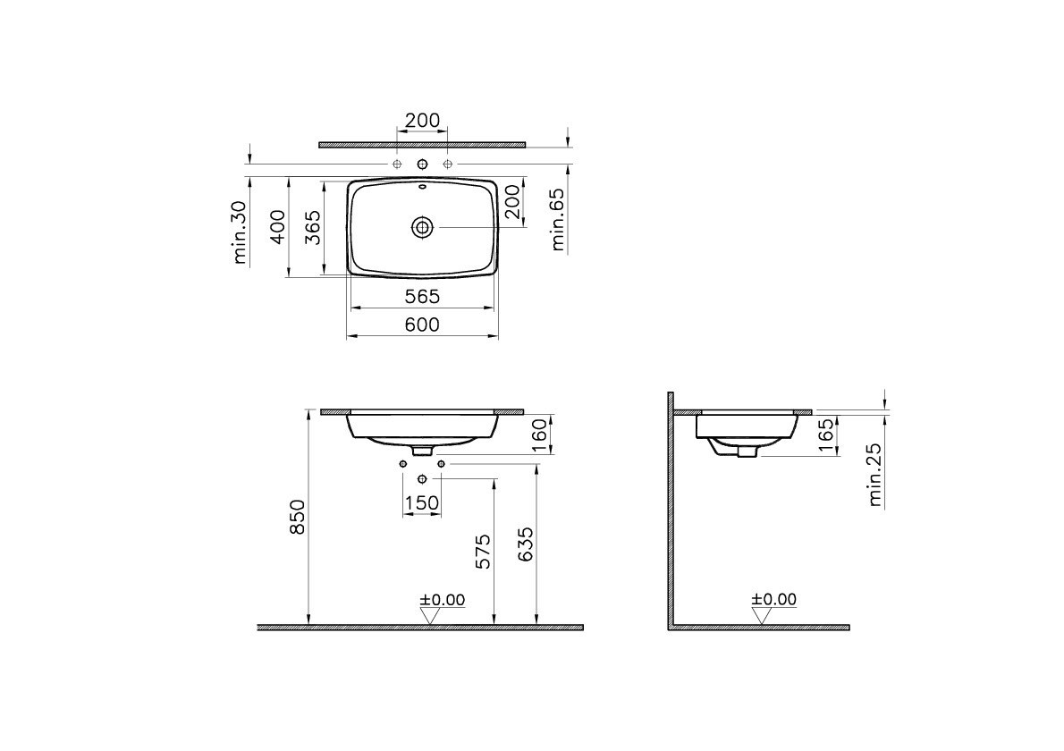Раковина-чаша 60см с переливом белая Vitra Metropole 5668B003-0012