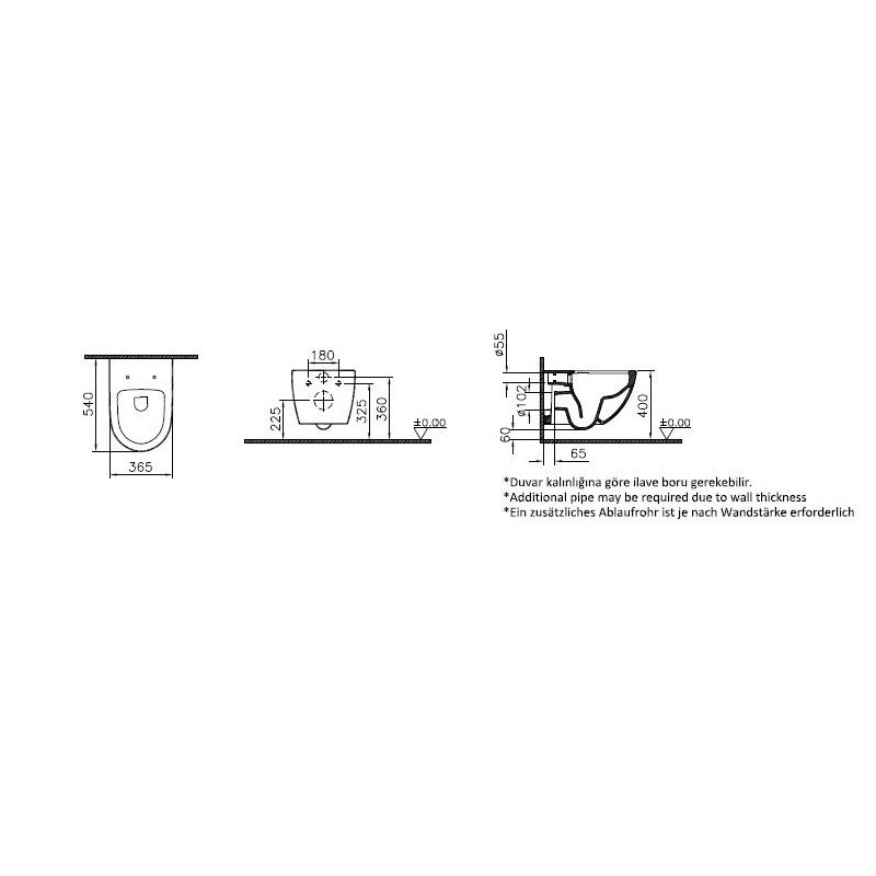 Унитаз подвесной безободковый белый Vitra Sento 7748B003-0075