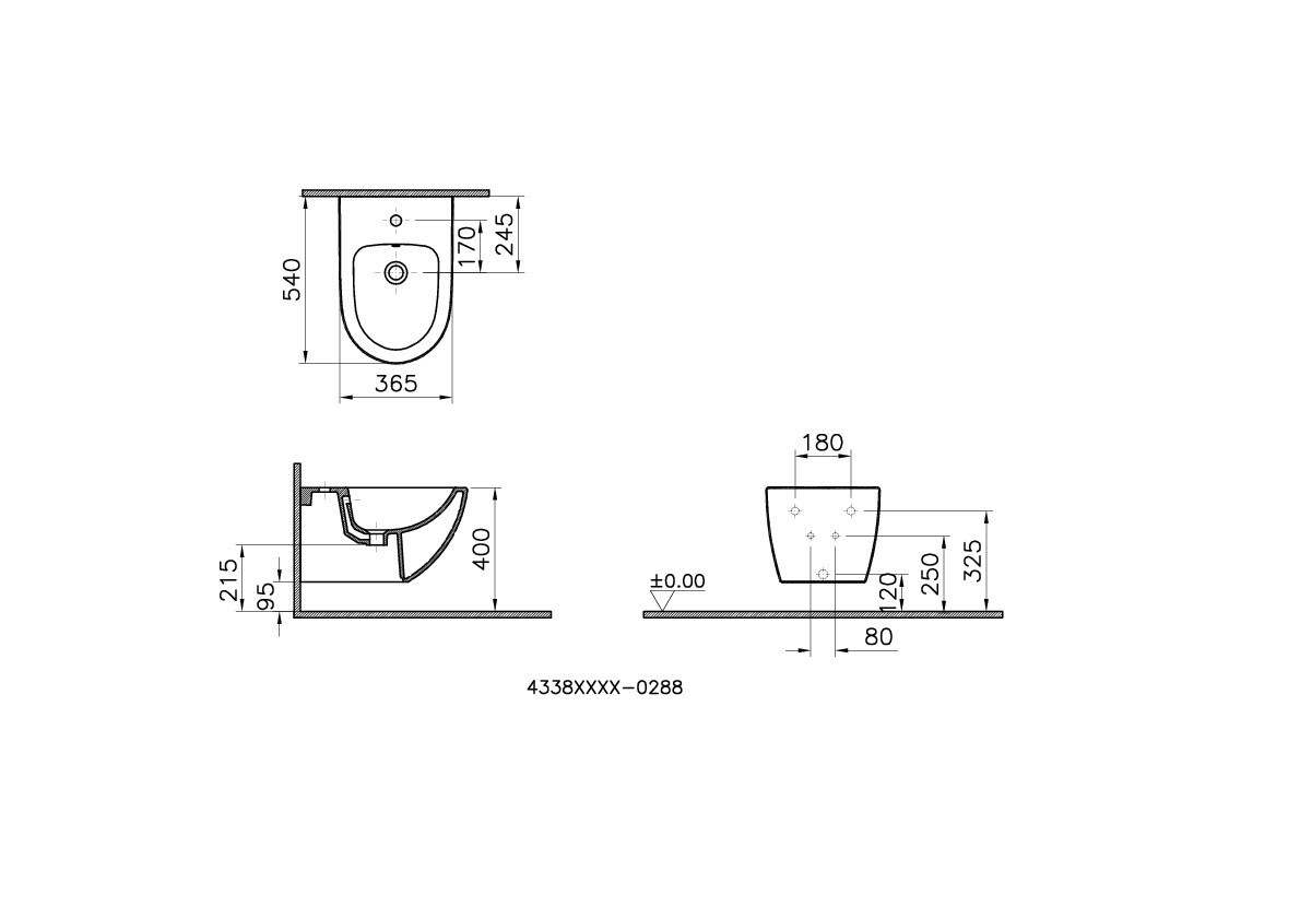 Подвесное биде белое Vitra Sento 4338B003-1046
