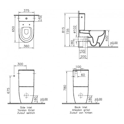 Унитаз-компакт с сиденьем микролифт белый Vitra Sento 9830B003-7203
