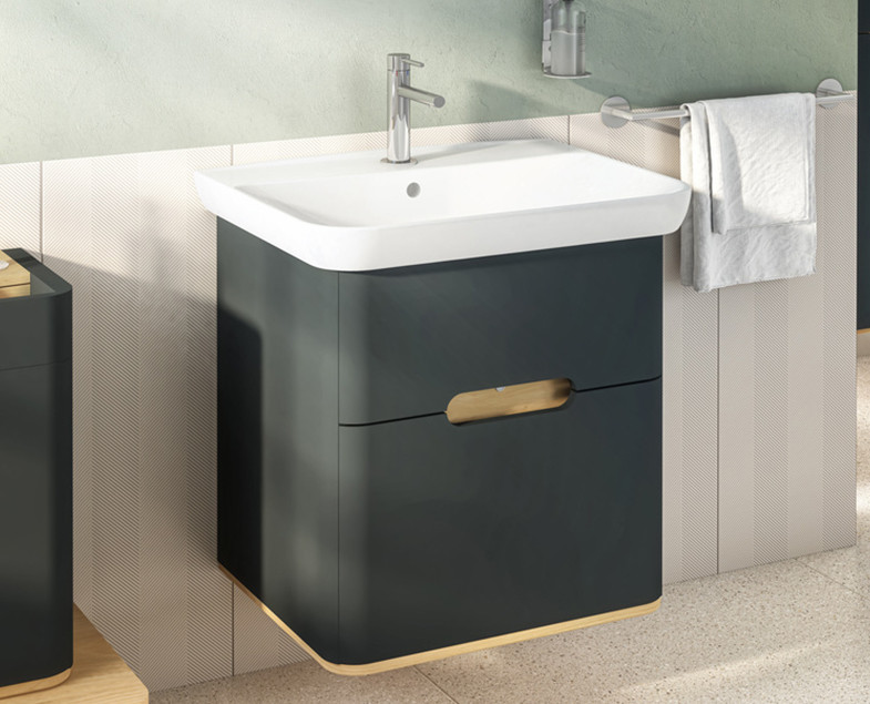 Тумба с раковиной подвесная антрацит 65см Vitra Sento 60834