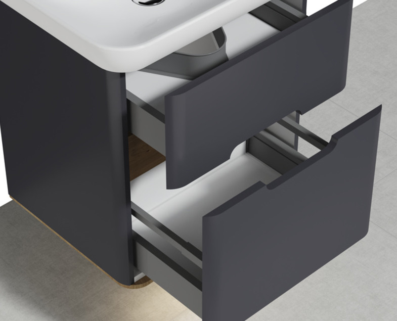 Тумба с раковиной подвесная антрацит 65см Vitra Sento 60834