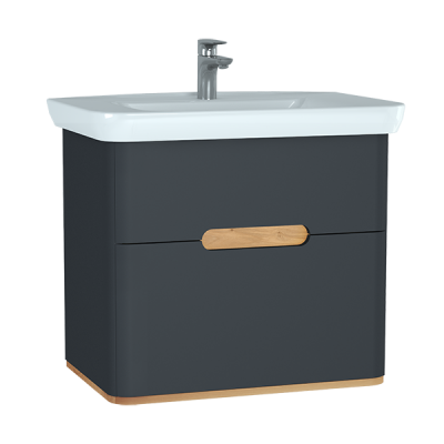 Тумба с раковиной подвесная антрацит 80см Vitra Sento 60836