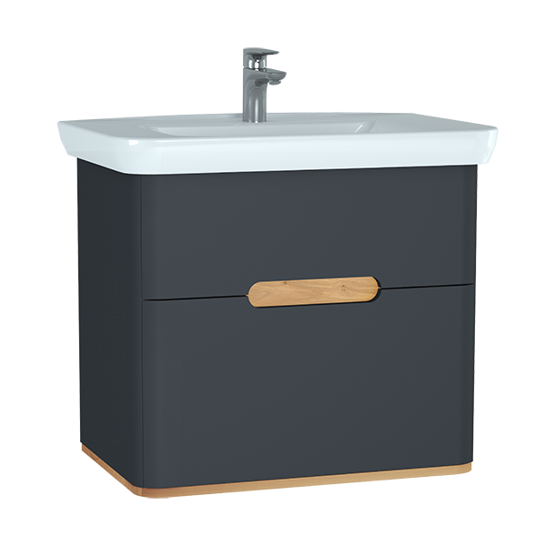 Тумба с раковиной подвесная антрацит 80см Vitra Sento 60836
