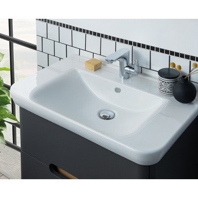Тумба с раковиной подвесная антрацит 80см Vitra Sento 60836