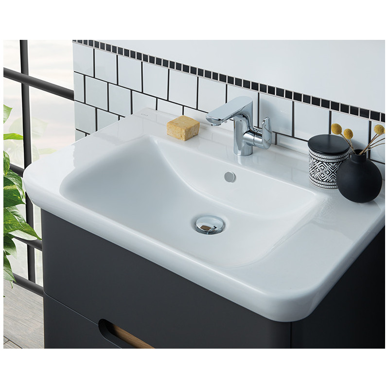 Тумба с раковиной подвесная антрацит 80см Vitra Sento 60836