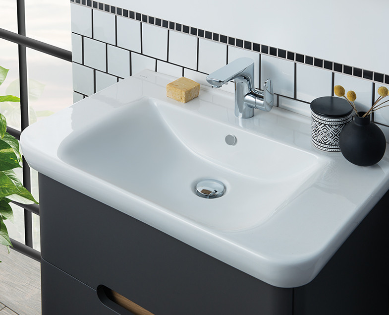 Тумба с раковиной подвесная антрацит 80см Vitra Sento 60836