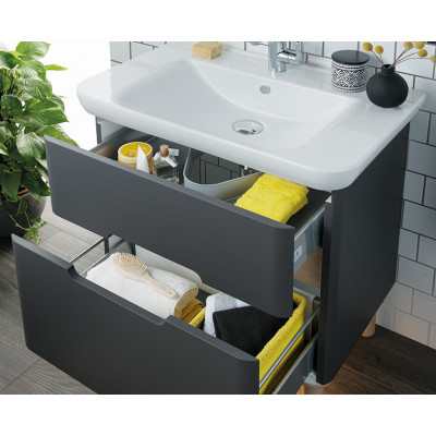 Тумба с раковиной подвесная антрацит 80см Vitra Sento 60836