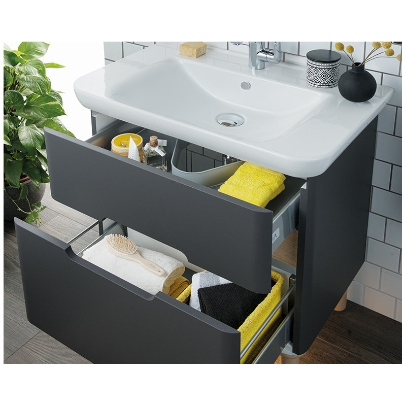 Тумба с раковиной подвесная антрацит 80см Vitra Sento 60836
