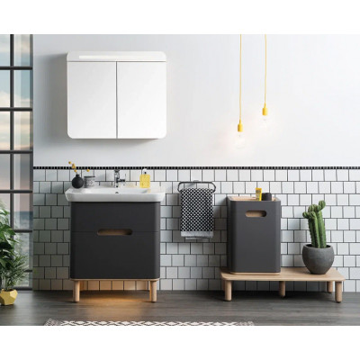 Тумба с раковиной подвесная антрацит 80см Vitra Sento 60836