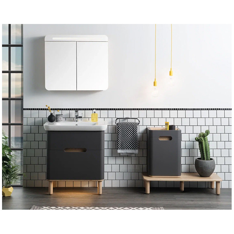 Тумба с раковиной подвесная антрацит 80см Vitra Sento 60836