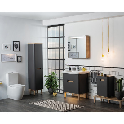 Тумба с раковиной подвесная антрацит 80см Vitra Sento 60836