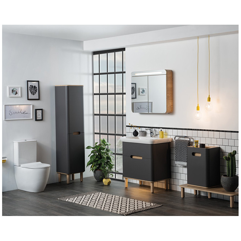Тумба с раковиной подвесная антрацит 80см Vitra Sento 60836