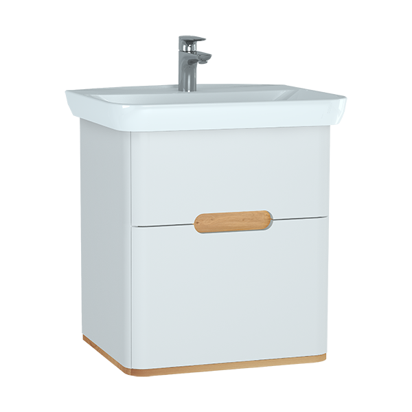 Тумба с раковиной подвесная белая 65см Vitra Sento 60822