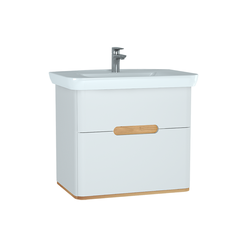 Тумба с раковиной подвесная белая 80см Vitra Sento 60824