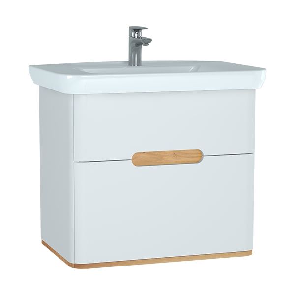 Тумба с раковиной подвесная белая 80см Vitra Sento 60824