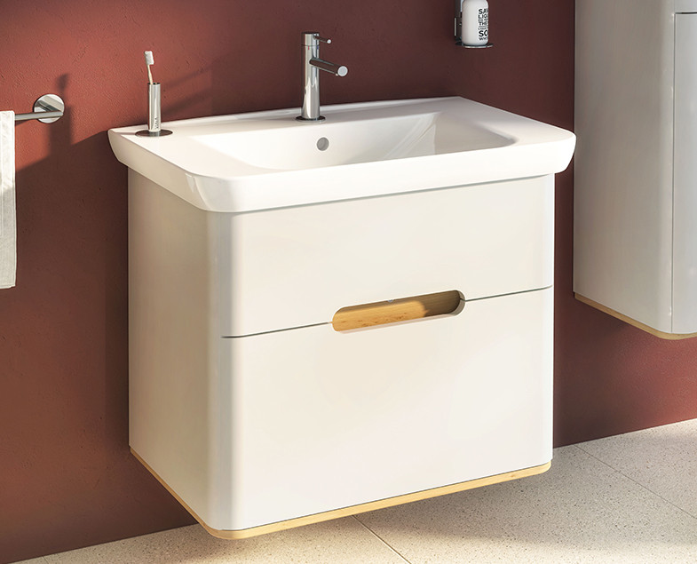 Тумба с раковиной подвесная белая 80см Vitra Sento 60824