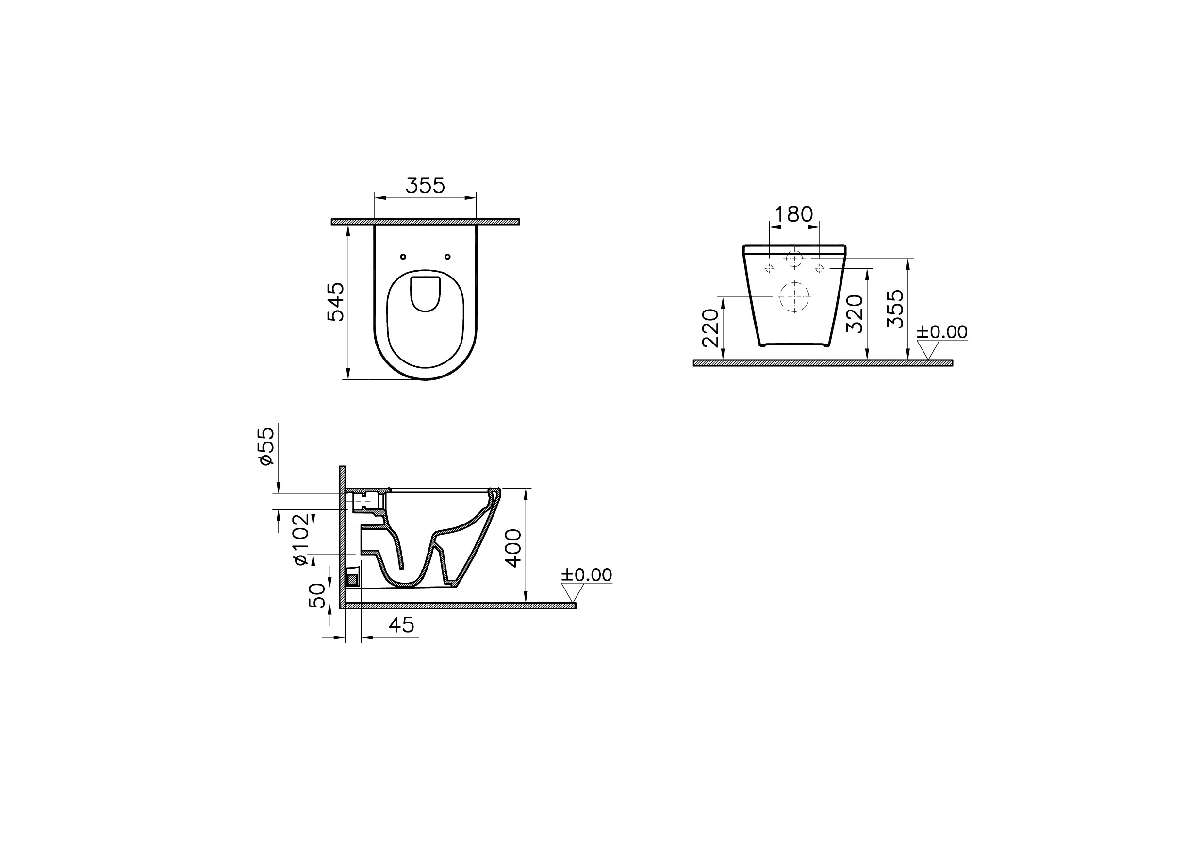 Унитаз подвесной безободковый белый Vitra Integra 7041B003-0075
