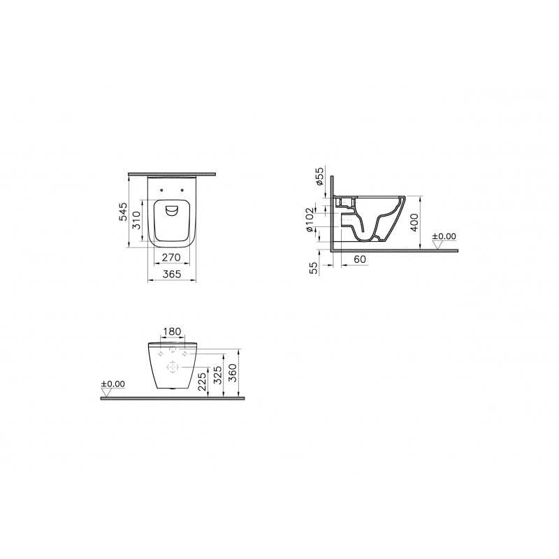 Унитаз подвесной безободковый белый Vitra Integra 7082B003-0075